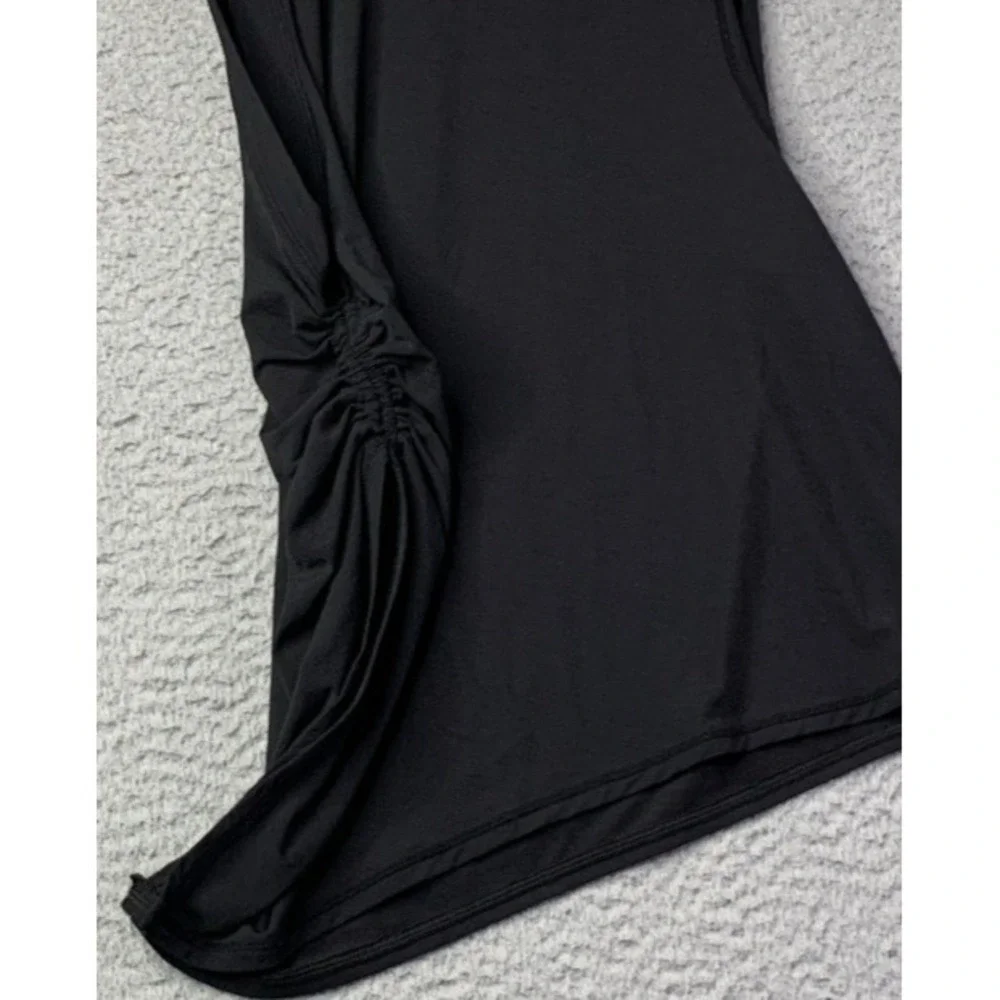 Free People Movement Tank Top Womens S/P Black Open On Sides Tie On One Side